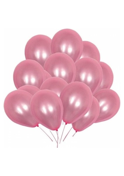 Kbk Market 25 Adet Metalik Lateks Balon Pembe Renk