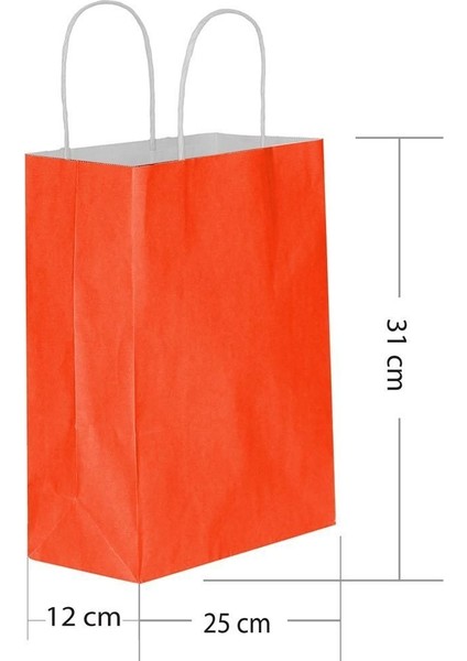 5 Li Büyük Boy 25X31 cm Büküm Saplı Kağıt / Karton Çanta-Poşet Kırmızı