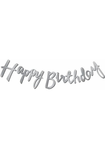 Gümüş Happy Birthday Kaligrafi Banner