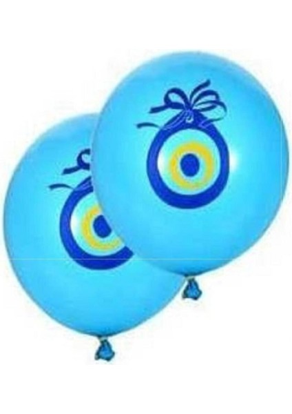 Nazar Boncuklu Mavi Balon, 10'lu