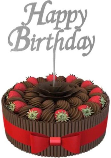 Pleksi Ayna Pasta Süsü, Happy Birthday, Gümüş