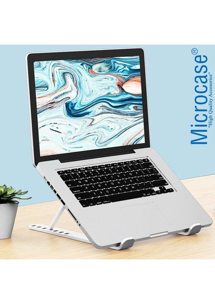 Macbook Notebook Laptop Tablet Plastik Stand Masaüstü Tutucu 10-15.6 Inch - AL3108 Beyaz