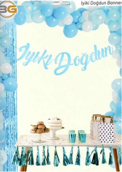 Iyiki Doğdun Mavi Kaligrafi Banner