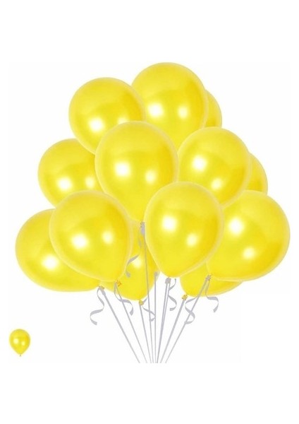 Happyland 30 Adet Sarı Balon Metalik Parlak 30-35 cm