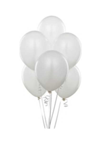 Metalik Beyaz Balon 50 Adet