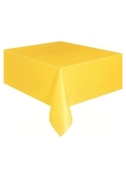 Sarı Kullanat Plastik Masa Örtüsü 120X180 cm Doğum Günü Partisi