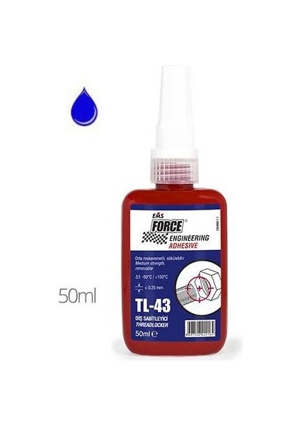 Ems Force Tl-43 Sıvı Orta Kuvvet Vida Civata Somun Sabitleyici 50 ml