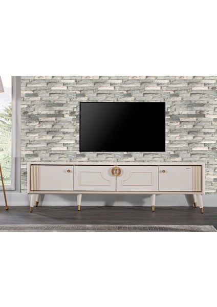 10 Adet 70-77CM Mavi Taş Desen Yapışkanlı Duvar Kağıdı Panel NW117 5.3 M2