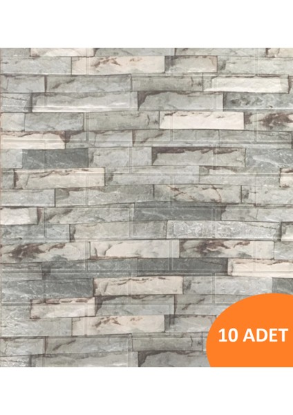 10 Adet 70-77CM Mavi Taş Desen Yapışkanlı Duvar Kağıdı Panel NW117 5.3 M2