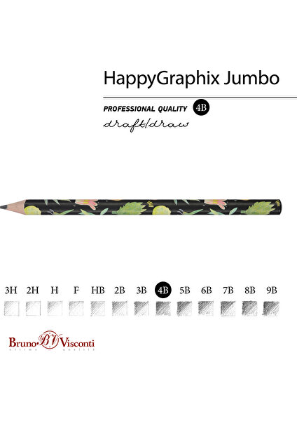 Bruno Visconti Happy Graphix Jumbo Kurşun Kalem 4b 35 mm Botanik