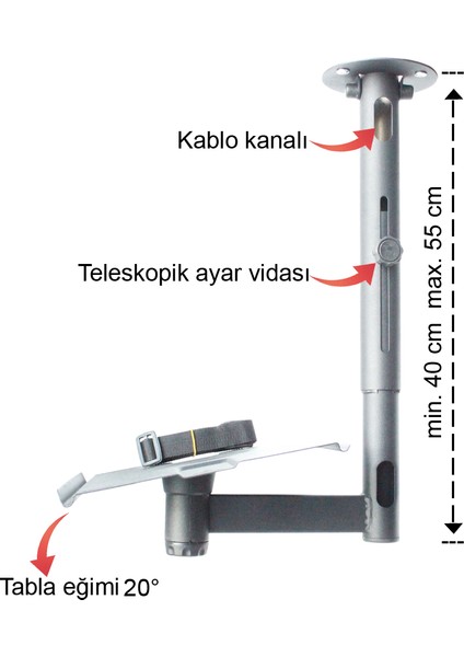 Teleskopik Projeksiyon Tavan Askı Aparatı