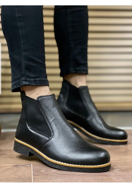 Unisex Chelsea Bot Garantili Ürün Siyah Deri ve Süet