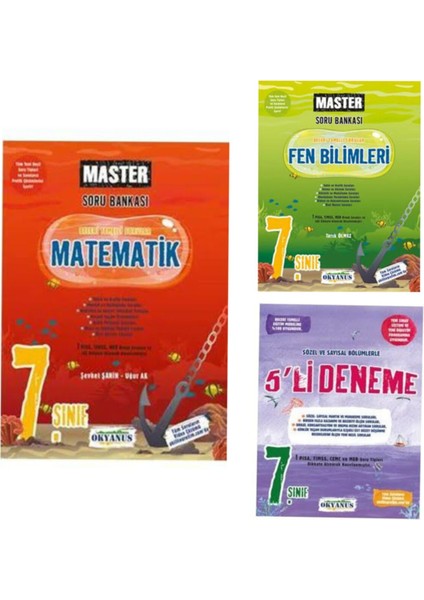 7. Sınıf Okyanus Yayınları Master Matematik ve Fen Bilimleri + 7. Sınıf 5'li Deneme