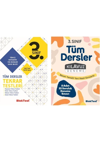 Tudem Yayınları 3. Sınıf Tüm Dersler Tekrar Testleri + Bloktest Deneme