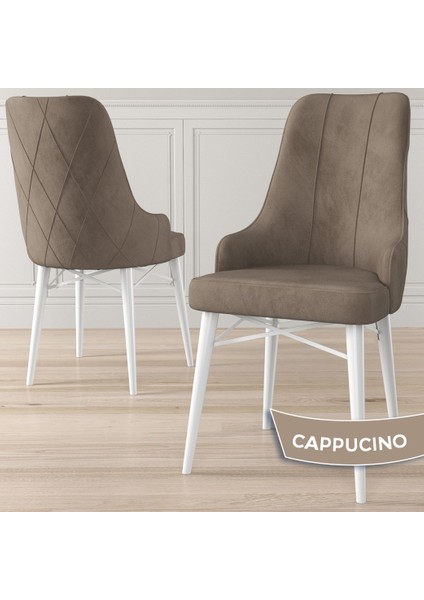 Concept Kar Serisi Açılabilir 80 x 132 cm Mdf Mutfak Masa Takımı Beyaz Mermer Desen Masa 6 Sandalye