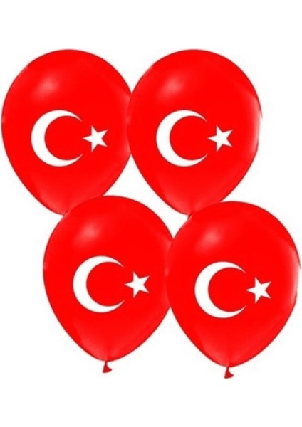 TAY7478 Balonevi, Ay Yıldız, 12'' Baskılı Balon, 16'lı Paket