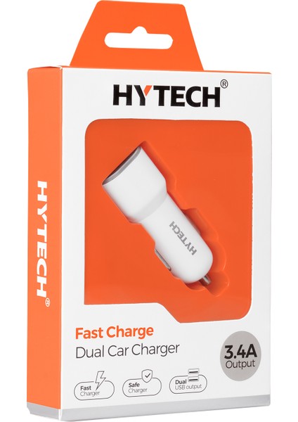 HY-X40 3.4A Hızlı Şarj 2 USB Beyaz Araç Şarj Cihazı