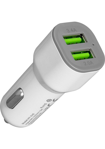 HY-X40 3.4A Hızlı Şarj 2 USB Beyaz Araç Şarj Cihazı modelleri