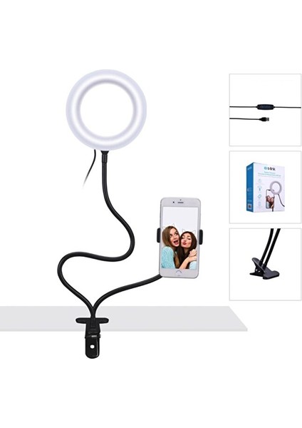 Telefon Tutuculu 6 12W Youtuber Makyaj Halka LED Işığı S-Link SL-SF100