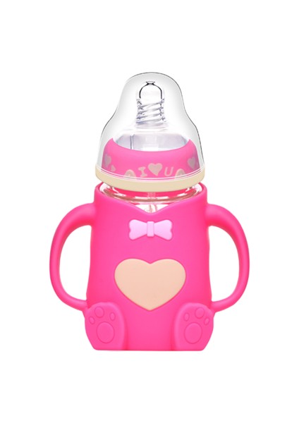 240ML Cam Bebek Silikon Anti-Fall Anti-Colic Besleme Şişesi Için Beslenme Şişesi