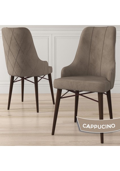 Concept Kar Serisi 80 x 132 cm Açılabilir Mdf Mutfak Masa Takımı Beyaz Masa Ceviz Masa 6 Sandalye