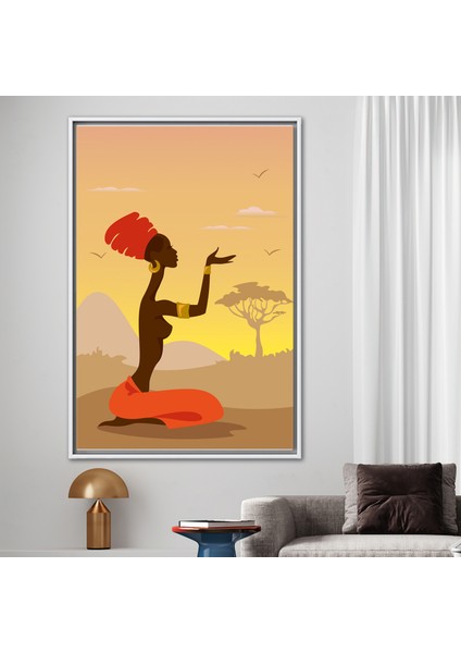 1 Parça Beyaz Çerçeveli Kanvas Tablo, Etnik Sanat, Kız Kanvas, Soyut Sanat Eseri, Afrika Sanat, fiyatları