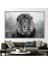 1 Parça Beyaz Çerçeveli Kanvas Tablo, Lion Fotoğraf Baskısı, Hayvan 3 Boyutlu Kanvas, 2