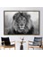1 Parça Gold Çerçeveli Kanvas Tablo, Mavi Gözlü Aslan Duvar Sanatı, Aslan Sanat, 1