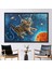 1 Parça Siyah Çerçeveli Kanvas Tablo, Soyut Kedi Duvar Dekoru, Astronot Kedi Kanvas, 1