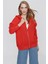 Tena Moda Kadın Orange Kapüşonlu Oversize Fermuarlı Sweatshirt 1