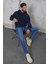 Erkek Oversize Kapüşonlu Kanguru Cepli Ribanalı Uzun Kollu Basic Sweatshirt 4
