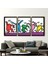 3 Parçalı Gold Çerçeveli Kanvas Tablo, Keith Haring Dans Insanlar, Keith Haring Baskılı, 2