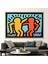1 Parça Naturel Çerçeveli Kanvas Tablo, Keith Haring Insanlara Sarılmak, Grafiti Sanat, 2