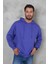 Erkek Oversize Kapüşonlu Kanguru Cepli Ribanalı Uzun Kollu Basic Sweatshirt 1