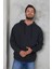 Erkek Oversize Kapüşonlu Kanguru Cepli Ribanalı Uzun Kollu Basic Sweatshirt 4