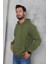 Erkek Oversize Kapüşonlu Kanguru Cepli Ribanalı Uzun Kollu Basic Sweatshirt 3