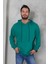 Erkek Oversize Kapüşonlu Kanguru Cepli Ribanalı Uzun Kollu Basic Sweatshirt 1