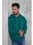 Erkek Oversize Kapüşonlu Kanguru Cepli Ribanalı Uzun Kollu Basic Sweatshirt 3