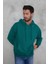 Erkek Oversize Kapüşonlu Kanguru Cepli Ribanalı Uzun Kollu Basic Sweatshirt 3