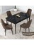 Concept Kar Serisi 80 x 132 cm Açılabilir Mdf Mutfak Masa Takımı Siyah Mermer Desen Masa 4 Sandalye 1