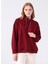 Fermuarlı Yaka Düz Bordo Kadın Sweatshirt Y-Chrıstına 1