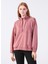 Fermuarlı Yaka Düz Pembe Kadın Sweatshirt Y-Chrıstına 1