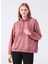 Fermuarlı Yaka Düz Pembe Kadın Sweatshirt Y-Chrıstına 3