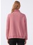 Fermuarlı Yaka Düz Pembe Kadın Sweatshirt Y-Chrıstına 4