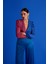 Sateen Kruvaze Desenli Bodysuit - Oranj-Sax Mavi 2