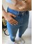 Yüksek Bel Tam Kalıp Mavi Mom Jeans 1