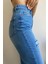 Yüksek Bel Tam Kalıp Mavi Mom Jeans 3