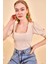 Bej Kare Yaka Dokulu Bluz 2YXK2-46351-25 3