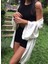 Ekru Basic Oversize Baskısız Dokuma Kadın Erkek Kimono 5