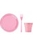 Plastik Tabak Bardak Çatal Set 25 Kişilik Pembe 1